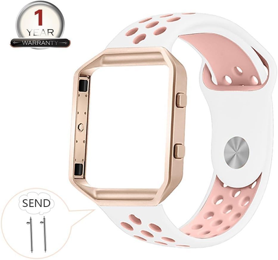 YOUKESI Fitbit Blaze Strap, Silicone Ventilate Replacement Band Wrist Strap With Black Metal Frame For Fitbit Blaze Smart Fitness Watch Men Women (Black/Green)