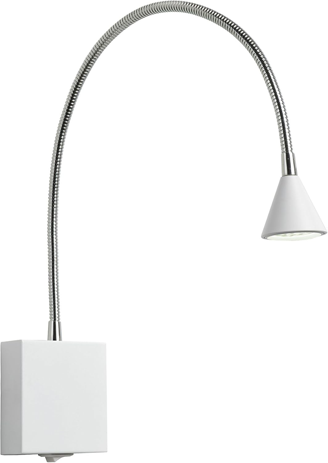 LUCIDE Bedside lamp, Metal, Integrated LED, 3 W, White, Chrome, 8 x 50 x 60 cm
