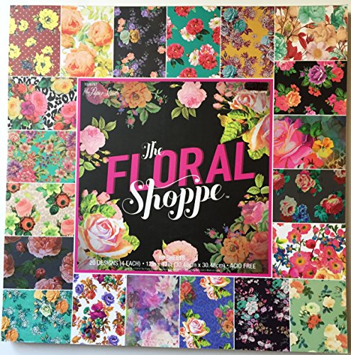 The Floral Shoppe 12x12 Scrapbooking Paper Pad, 80 Sheets, Colorful, Bright, Flowers