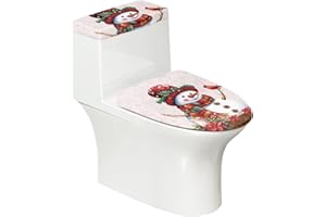 ASQVTIFE Christmas Snowman Toilet Lid Tank Cover Set for Bathroom Decor Christmas Decorations for Home Cardinal Bird Toilet Seat Lid Cover Elongated Elastic Bottom Soft Easy to Clean