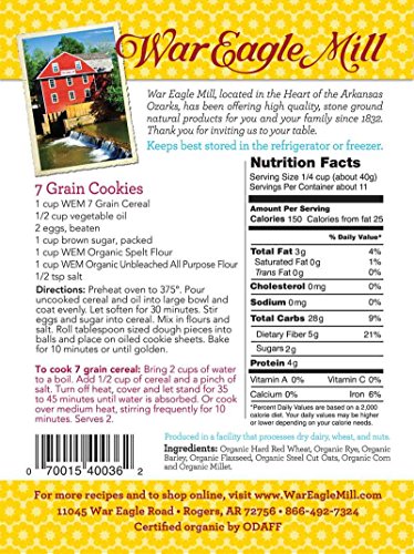 War Eagle Mill Organic 7 Grain Cereal in a resealable bag (1 lb)