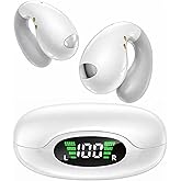 Boytond Ultra Open-Ear-Earbuds Wireless Bluetooth - Ergonomic Clip-On Earbuds, Bone Conduction Over-The-Ear Headphones with Waterproof Design and Secure Fit for Small Ears, White