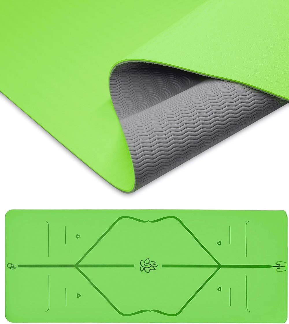Sosila Environmentally Friendly TPE Yoga Mat Eco Gym Mat Non Slip Hypo-Allergenic and Skin Friendly, SGS Tested, Ideal for Yoga, Pilates and Fitness; with case and Carry Strap. 183 x 61 x 0.8 cm