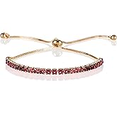 ZAVANA Adjustable Bracelets for Women, Dainty Slider Tennis Bracelets for Women with Clear or Coloured Cubic Zirconia Stones, Cute Bolo Bracelet for Women