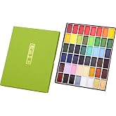 Kuretake Gansai Tambi Watercolor Paint Set, 48 Colors, Made in Japan | 48 vivid opaque colors, non-granulating pigment, large pans, palette &amp; color chart, Professional Use, Artist Grade