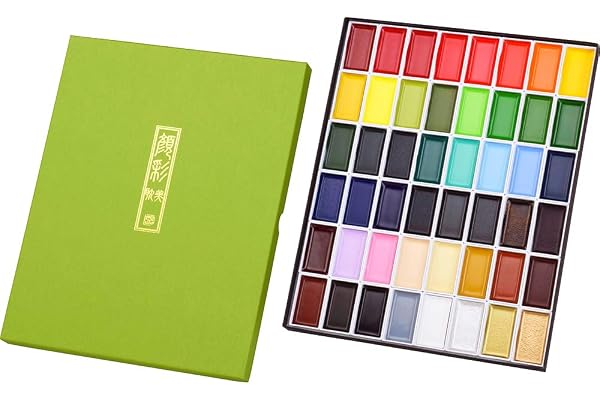 Kuretake GANSAI TAMBI Watercolor Paint Set, 48 Colors, Professional-quality for artists and crafters, for kids, adult, Made i