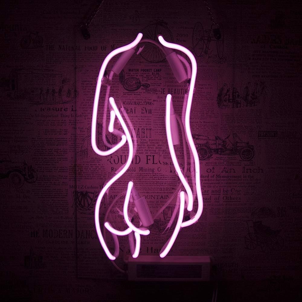 Neon Sign Light Advertising Sign Nightlight Handmade Real Glass Tube Beer Bar Pub Home Room Windows Garage Wall Decor Wedding Party Decoration Woman 8 X14 Amazon Com