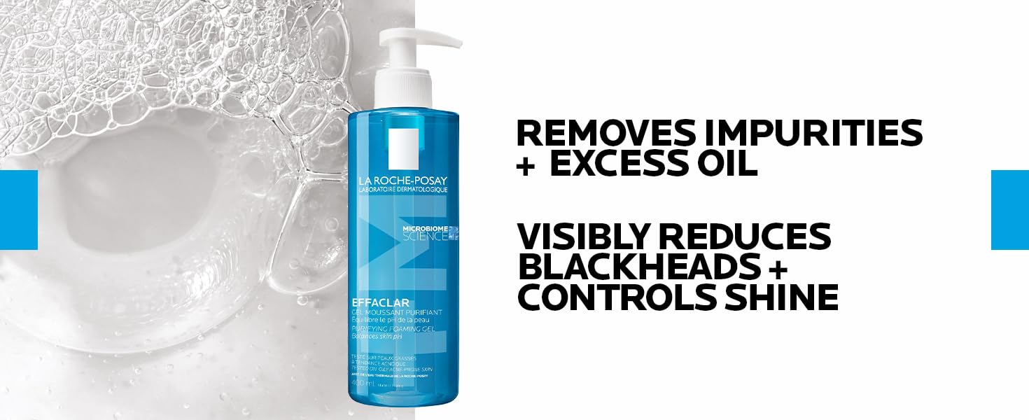 La Roche-Posay Effaclar Purifying Foaming Gel Cleanser for Oily Skin, With Zinc Pidolate To Remove Excess Oil, Alcohol Free & Oil Free, Face Wash For Oily Skin, Dermatologist & Sensitive Skin Tested​