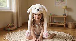 Bubblepompom Puppy Hat with Ears Moving Jumping Pop