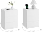 VASAGLE Kailyn Bedside Tables with Power Strip Cloud White LET831W15 view 2