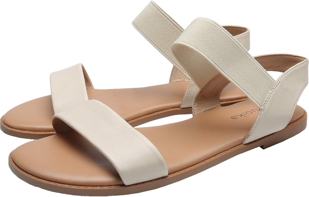Amazon.com | Women's Wide Width Flat Sandals - Classic One Band Elastic Strap Comfortable Summer 