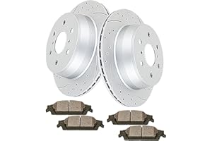 Acinoparts Rear Brake Kit Drilled and Slotted Brake Rotors Ceramic Brake Pads Fit for Cadillac Escalade ESV EXT Chevrolet Avalanche Silverado 1500 Suburban Tahoe GMC Sierra 1500 Yukon