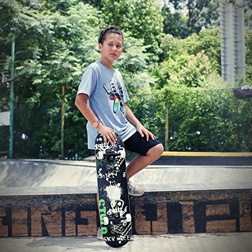 VOKUL 31" X 8" Complete Standard Skateboard Cruiser with 7 Layer Maple Wood Skateboard Deck for Kids Youths Adults (Poison) - Thumbnail 5