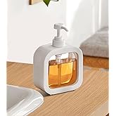 Octonyluck Soap Dispenser, Refillable Hand Soap Dispenser for Bathroom and Dish Soap Dispenser for Kitchen Sink, Liquid Soap Dispenser with Waterproof Label, White Bathroom Dispenser 10 Oz