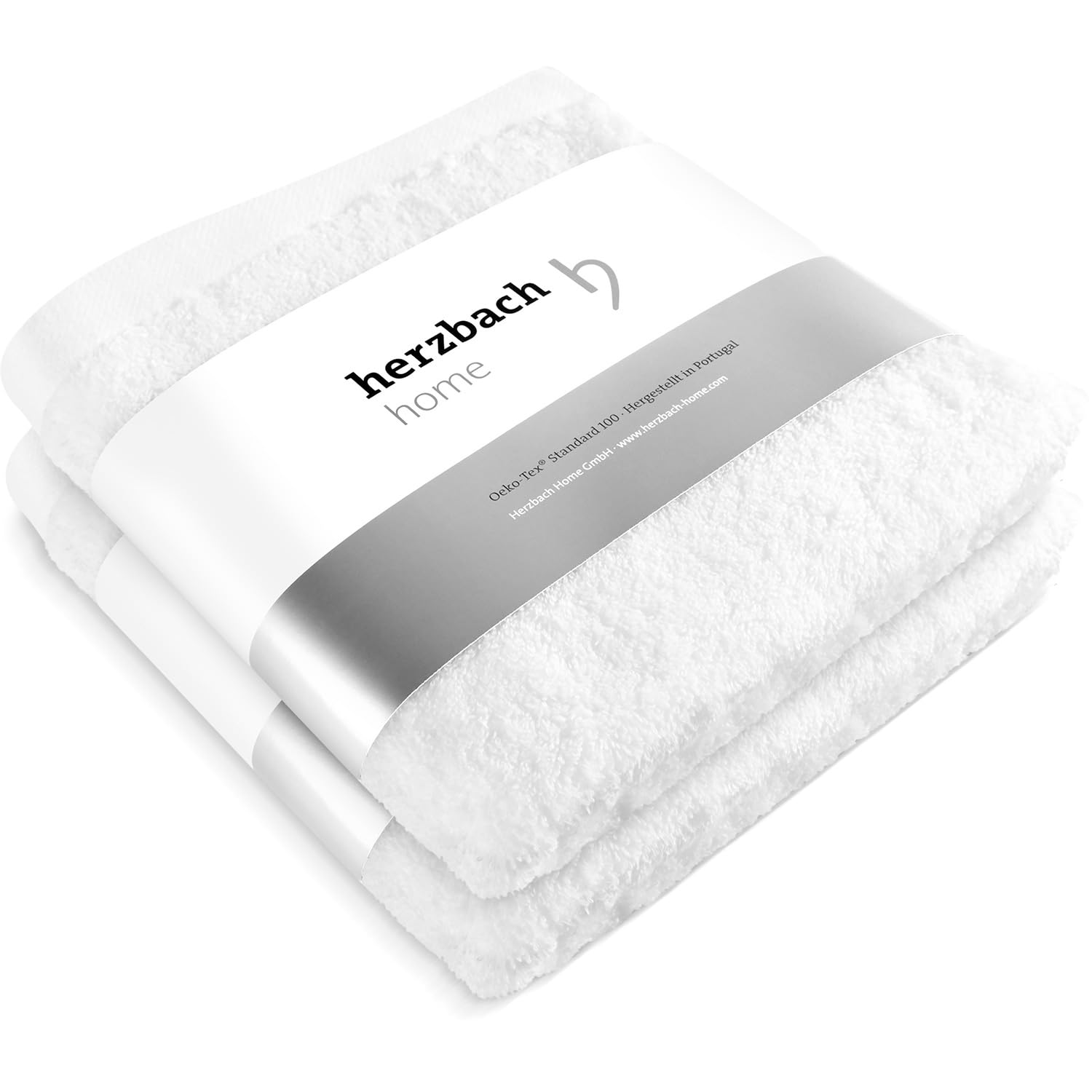 herzbach home Set of 2 Premium Towels 50 x 100 cm (White), Fluffy and Absorbent Towels | 100% Fine and Natural Egyptian Cotton 600 g/m²