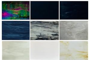 PALJOLLY 9 Sheets Stained Glass Sheet, 4 x 6 inch Stained Glass Supplies Glass Pieces Mosaic Tiles Bulk for Crafts, Black White Gray Colors for Glass Hobbyists Projects and Mosaics