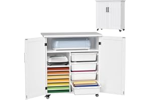 GDLF Craft Cart Compatible with Cricut Machine Cricut Table with Storage Cabinet Rolling Cart Furniture with Drawers Designed for Accessories Organization 31.6" W x 15.8" D x 34.9" H
