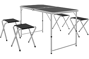 Outsunny 14.6" H Foldable Picnic Table and Chairs, Portable 5 Piece Camping Table and Chairs Outdoor Indoor Use for BBQ Picni