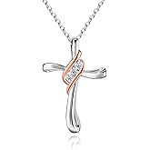 ACECHA Cross Necklace for Women, Dainty Silver Cross Pendant Necklaces, Faith Crucifix Jewelry Gift for Mom Wife for Christmas Birthday