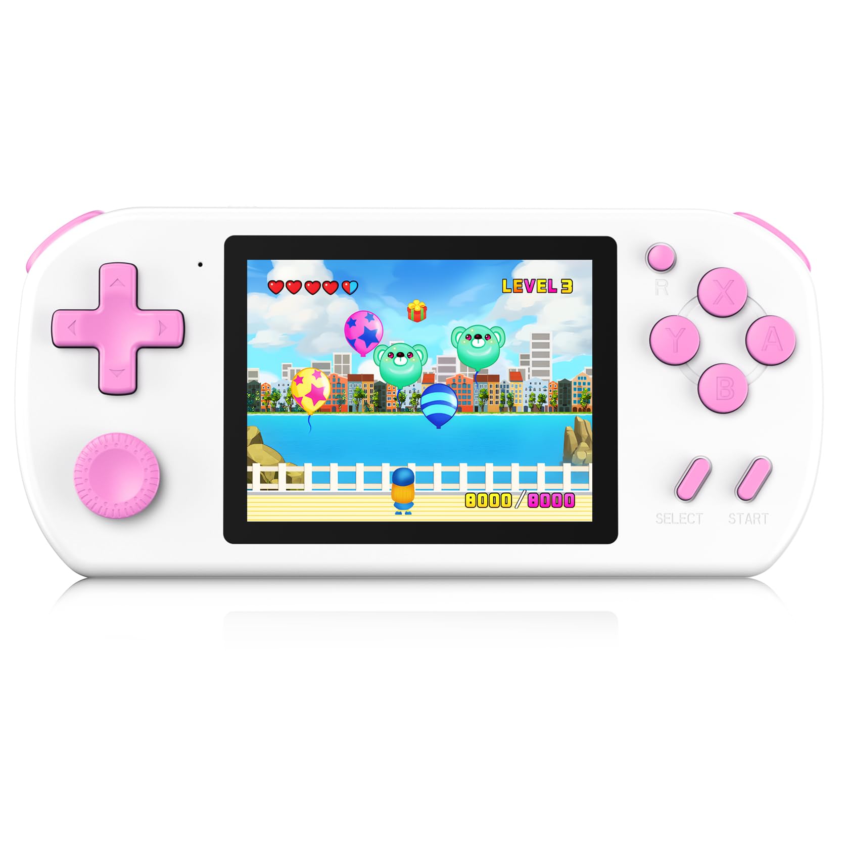 TEBIYOU Handheld Games for Kids Built-in 218 Video Games, Portable Kids Travel Toys for Ages 4-13 with Rechargeable Battery 3.0" HD Screen, Mini Gaming Player Birthday Gifts for Boys Girls (White)