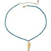 MURNA KARE Boho Fish Necklace for Women - Colorful Crystal Chain Sardine Pendant Necklaces, Bohemian Beach Jewelry | Waterproof Summer Jewelry for Swimwear & Vacation