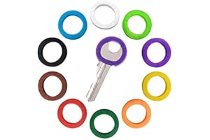 OUBAKA 10 Pack Silicone Key Cap Tags,Plastic Key Identifier Rings,Key ID Rings,1 Pcs Each Color,10 Colors in Total