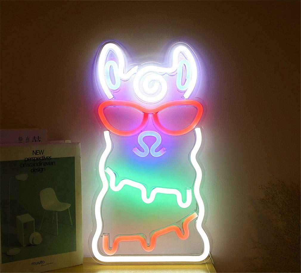 Ulalaza Neon Light Sign LED Alpaca Night Lights USB Operated Decorative Marquee Sign Bar Pub Store Club Garage Home Party Decor