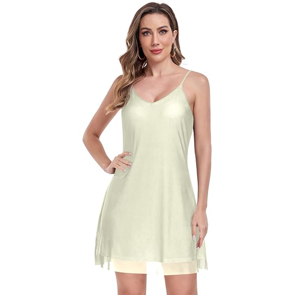 ODAWA Womens Slip Dress Antique White Adjustable Spaghetti Strap