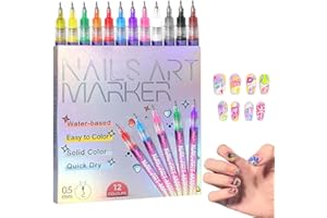 QEUXV 12 Colors Nail Art Pens Set，Nail Art Pens,3D Nail Art Markers Doodle Pen for Kids Adults,Nail Art Tools for DIY Nail Art Beauty Adorn Manicure Tools (1 Set)