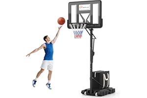 Goplus Portable Basketball Hoop Outdoor, 10FT Basketball Goal w/ 44'' Shatterproof Backboard, Easy Adjust Height, Fillable Ba