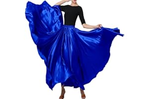 BACKGARDEN Ladies 20 Yard Elegant Satin Long Full Skirt for Ballroom Belly Dance Performance Costume Dress