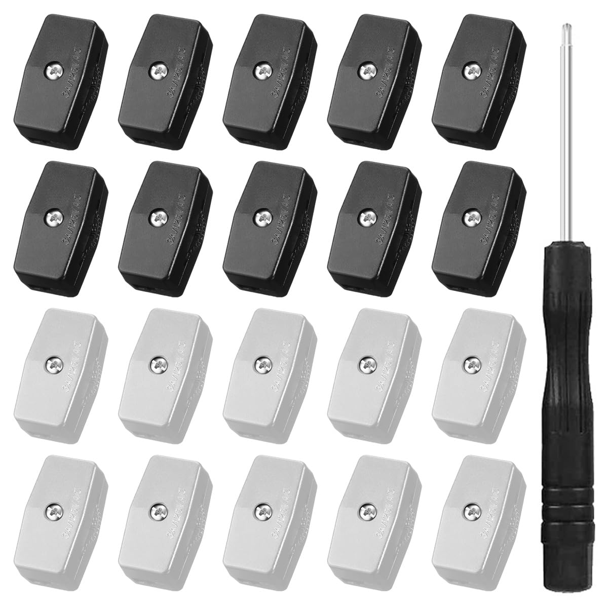 Xiatiaosann 20 Pcs Inline Rotary Cord Switch 3A 125V ON/Off Adjustable Flame Retardant Gear Switch SPT-2 Black & White Light Cable Switch for Bedroom Lamp, Desk Light, LED Strip with ScrewDriver