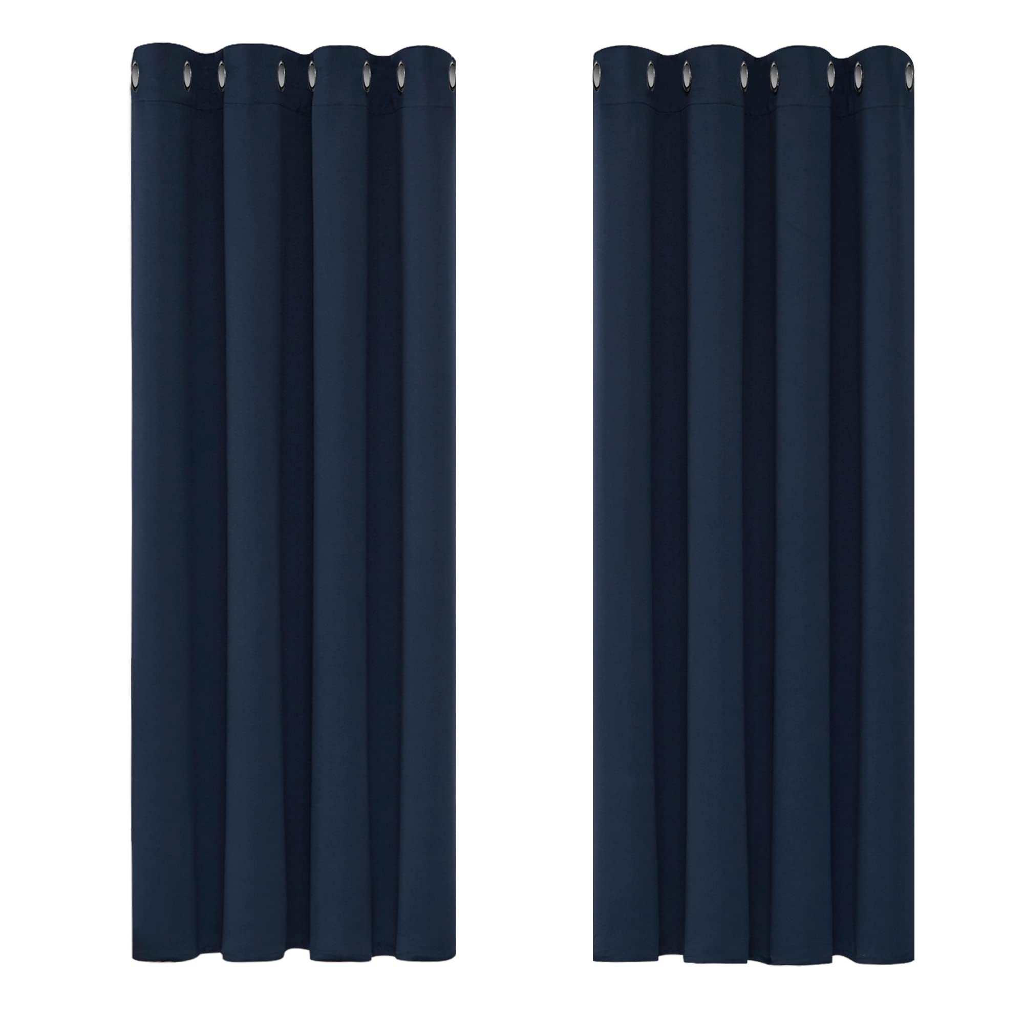 Deconovo Super Soft Eyelet Curtains Thermal Insulated Room Darkening Blackout Curtains for Bedroom Navy Blue 46x63 Inch 2 Panels
