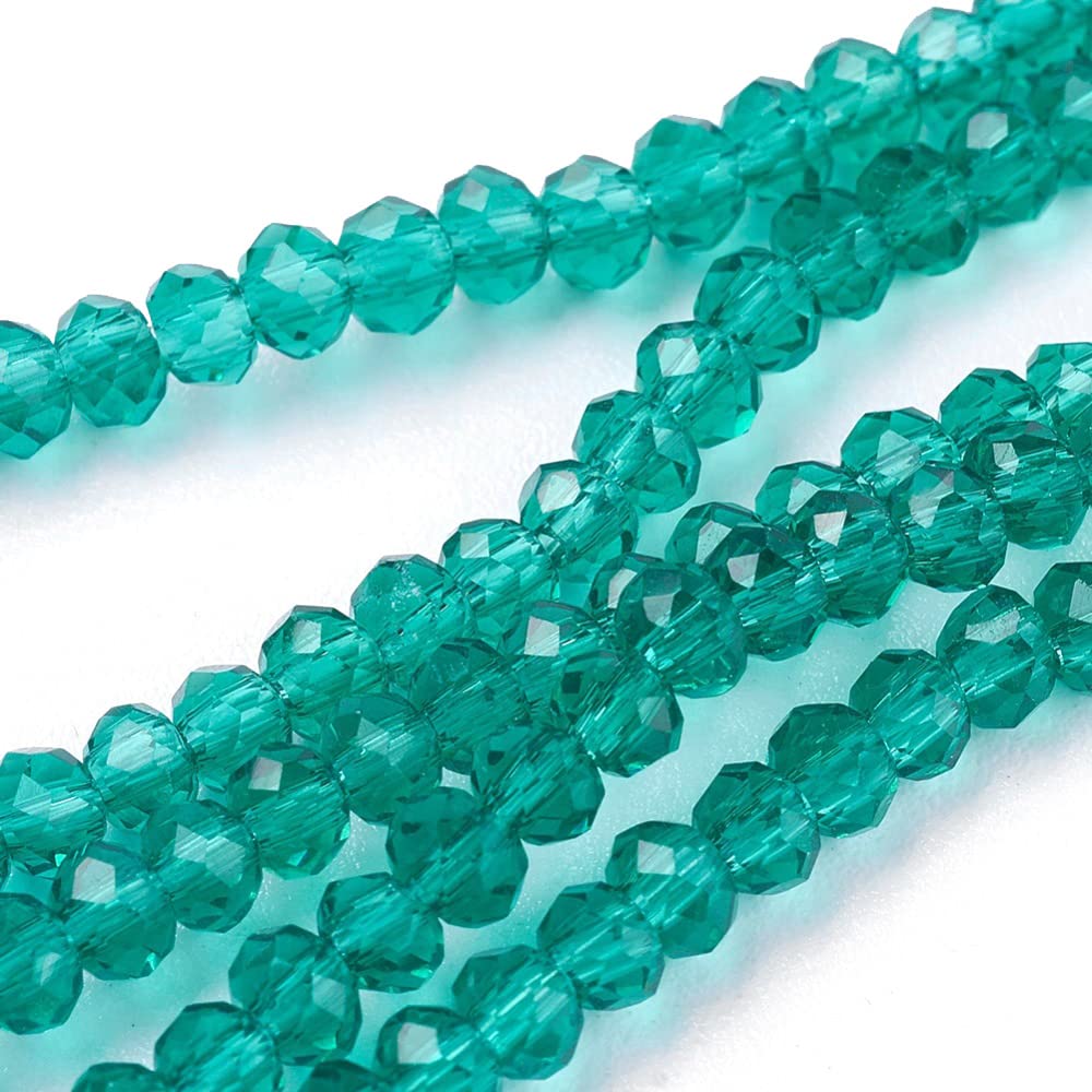 50x Czech Crystal Glass Beads CZ Bohemian Faceted Rondelle Glass Beads 3 x 2 mm Emerald Green