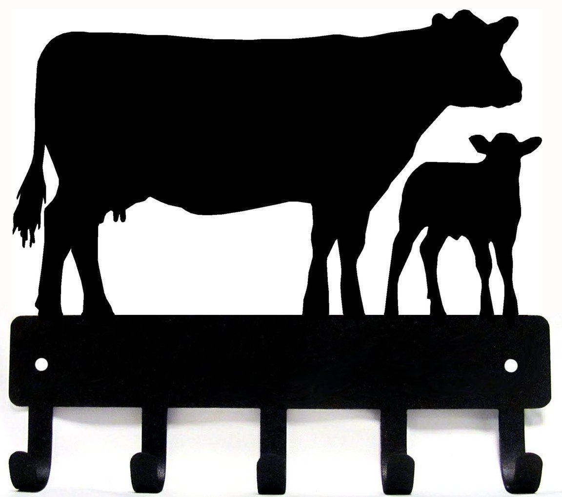 The Metal Peddler Cow and Calf Cattle Farm Key Rack - 9 inch Wide - Made in USA