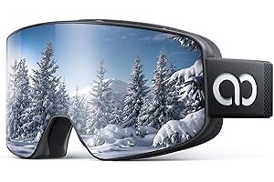 Lamicall Ski Goggles with 3X Anti-Fog - 100% UV Protection for Men Women, OTG Design for Skiing, Snowboard, Snowmobile