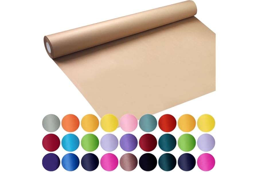 SMART&CASUAL Brown Wrapping Paper Roll 17.8"×1,200"(100') Kraft Paper for Craft Gift Bulletin Board Banner Bouquet Flower Tab