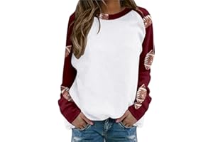 womola Game Day Sweatshirt for Women 2024 Fall Fashion Football Graphic Print Shirts Long Sleeve Pullover Sweatshirts