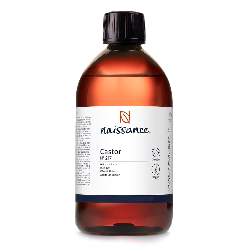 Naissance Castor Oil 450ml Cold Pressed for Skin Hair Growth Eyelashes Eyebrows
