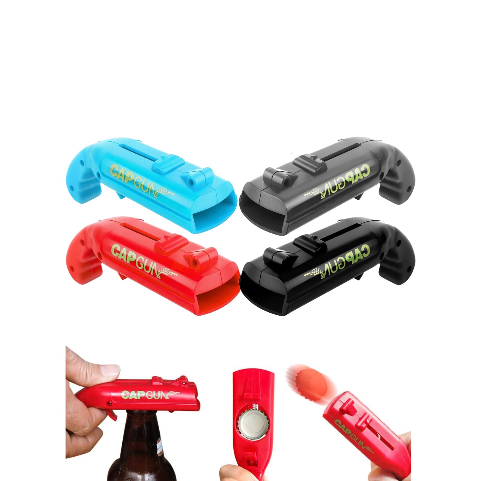 Beer Bottle Opener Cap Gun - Novelty Capgun for Home Bar & Parties, Beer Cap Gun Opener Tool, Unique Fun Gifts for Men/Husband/Father (Christmas/Birthday)