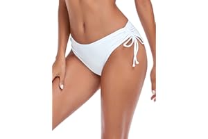 Colloyes Women's Drawstring Bikini Bottoms Full Coverage Low Waisted Swim Bottom