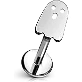 Cords Club Ghost Flat Back Stud – ASTM-F136 Implant Grade Titanium - Push Pin Design for Sensitive Ears – Available in 18K PVD Gold Plated & Titanium Silver (Single Earring)