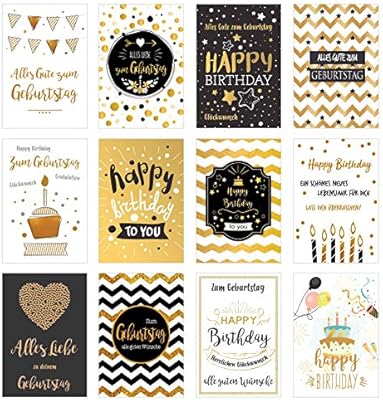 Set Di 12 Esclusivi Biglietti Di Compleanno Con Raffinata