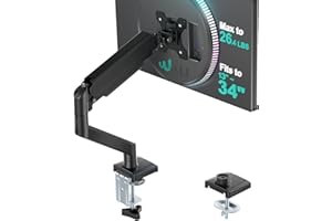 WALI Single Monitor Arm for 17-34 inch Screens, Ergonomic Gas Spring Monitor Mount up to 26.4lbs, Adjustable Monitor Arm Desk