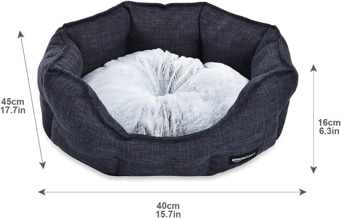 Basics Cuddler Bolster Round Pet Bed, Small (19 x 15 Inches), Grey : Pet Supplies