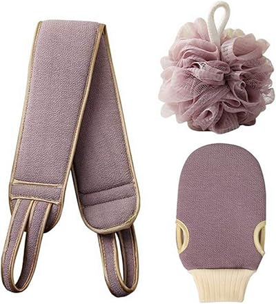 Omenluck Bathing Balls Back Scrubber Towel Deep Cleaning Body Exfoliator Purple