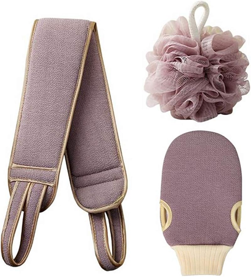 Omenluck Bathing Balls Back Scrubber Towel Deep Cleaning Body Exfoliator Purple