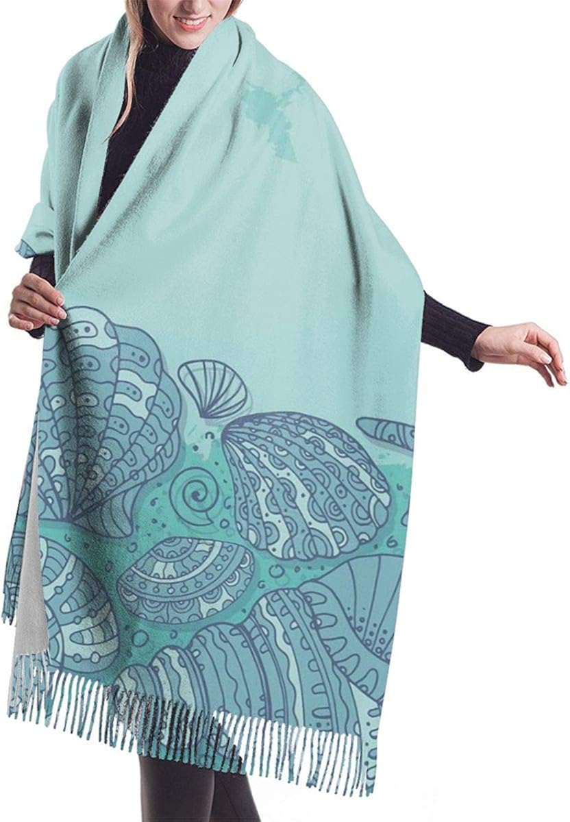 Womens long Soft Cashmerelike Pashmina Shawls Wraps Scarf Marine
