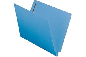 Smead End Tab Fastener File Folder, Shelf-Master® Reinforced Straight-Cut Tab, 2 Fasteners, Letter Size, Blue, 50 per Box (25040)
