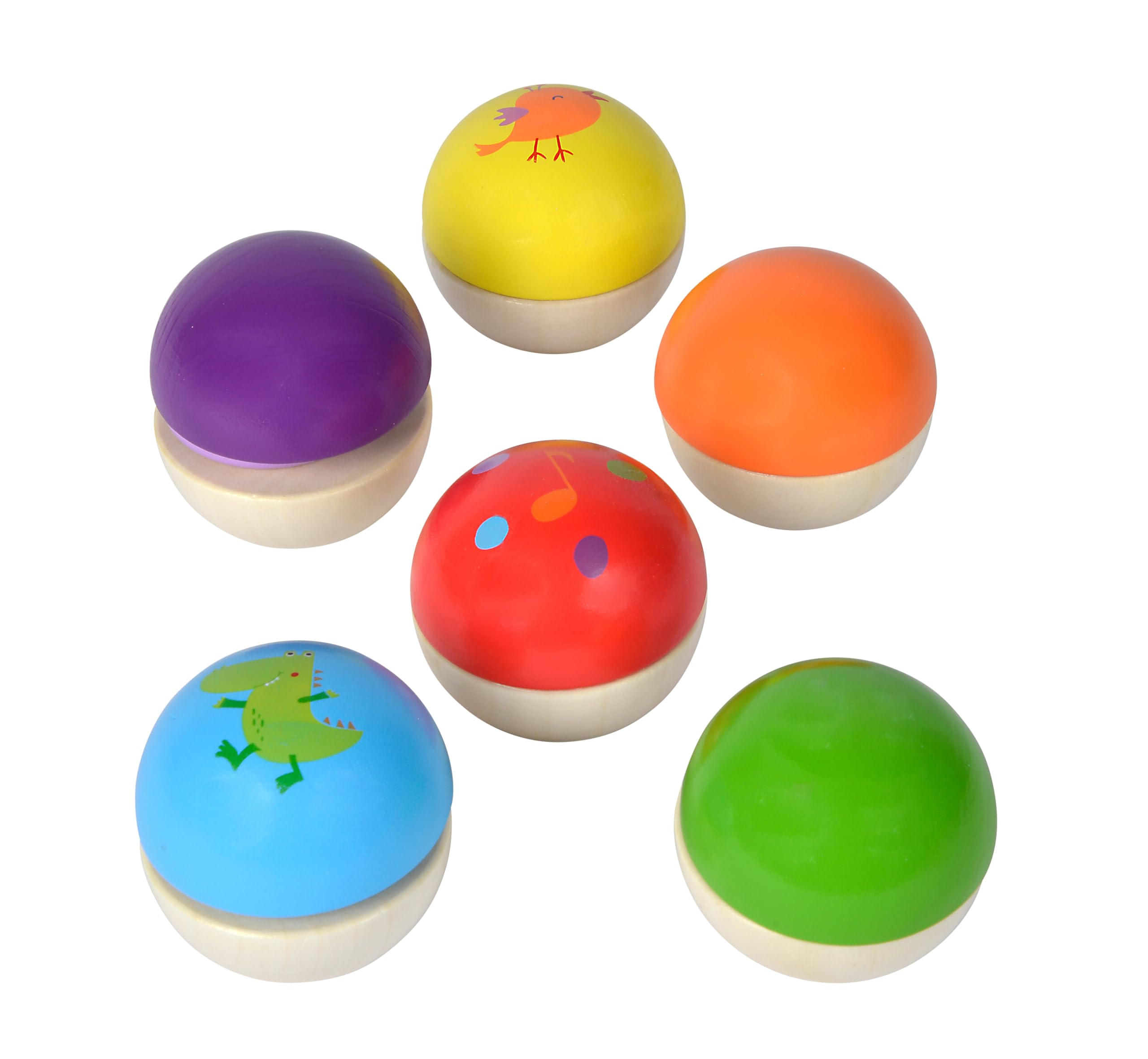 Eichhorn Chime Balls - 6 Colourful Wooden Balls with Sound Making Different Sounds for Children and Babies from 12 Months Wooden Toys